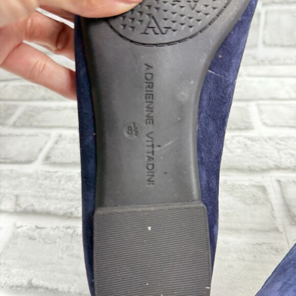 Adrienne Vittadini Women's Size 8.5 Blue Suede Rhinestone Embellished Loafers - Picture 12 of 12